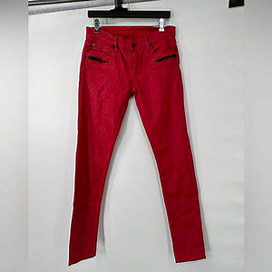Ralph Lauren Denim & Supply waxed skinny jeans‎ size 29x32 red zipper rock